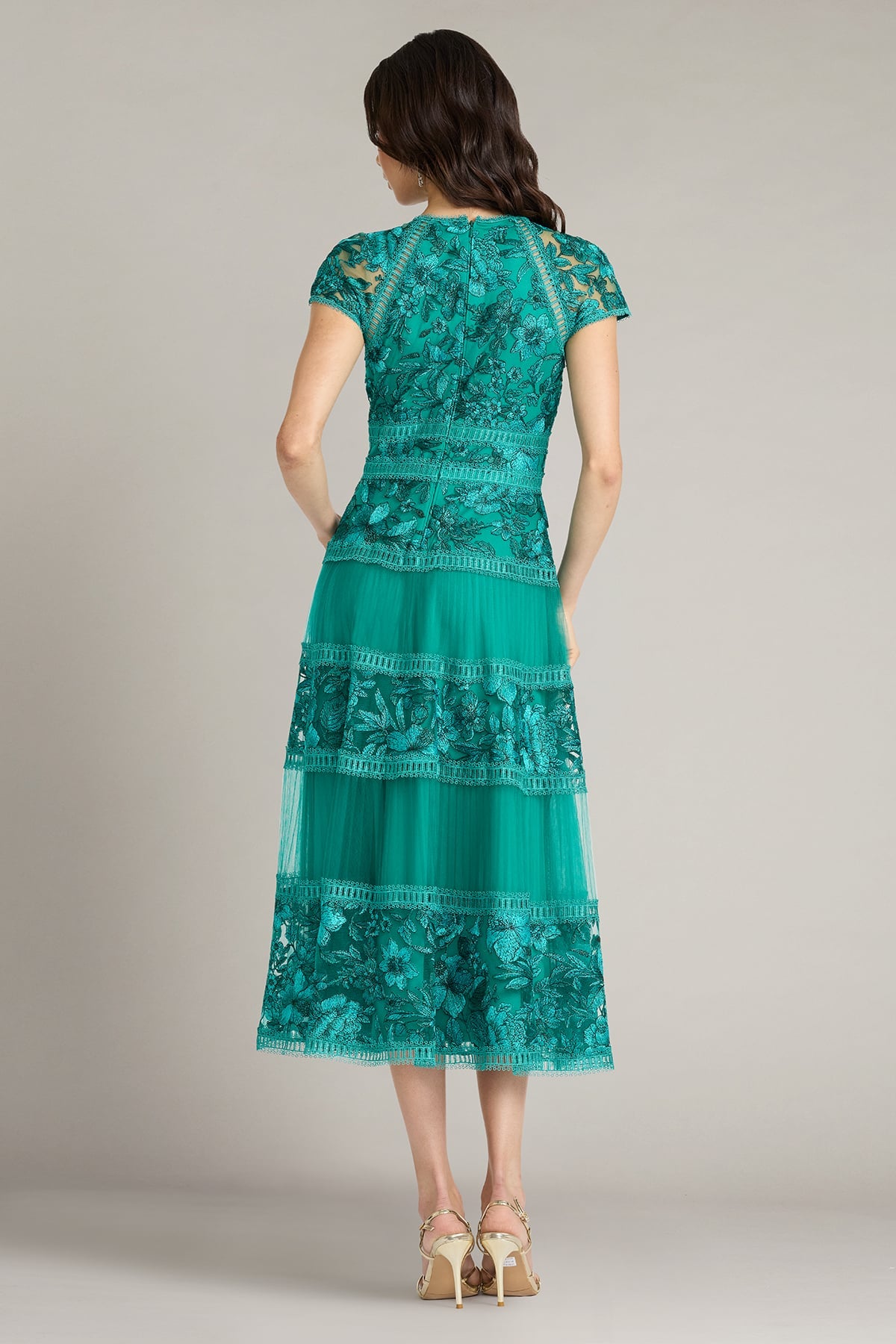 Mollie Floral Embroidered Tulle Midi Dress