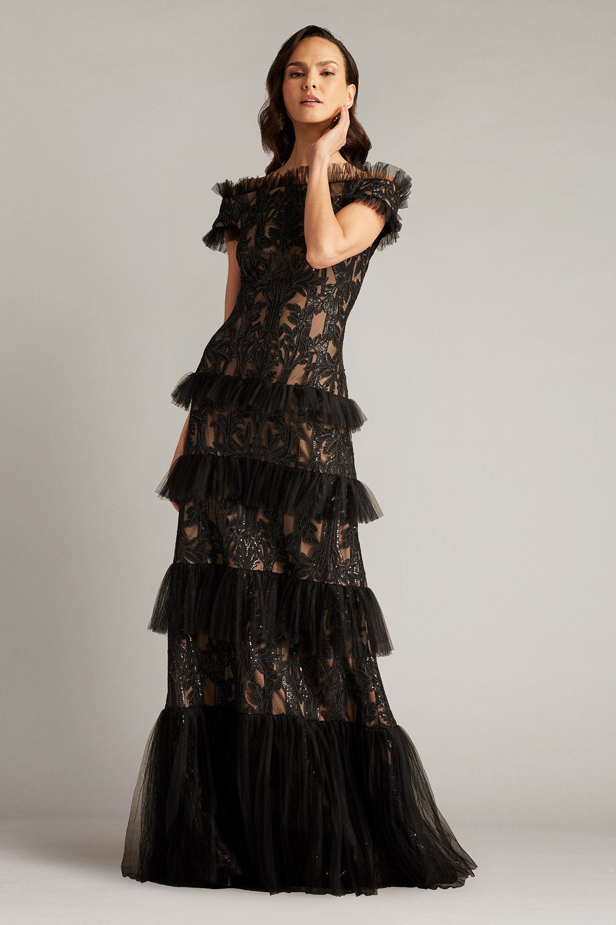 Pemma Sequin Embroidered Tiered Gown – Tadashi Shoji Official