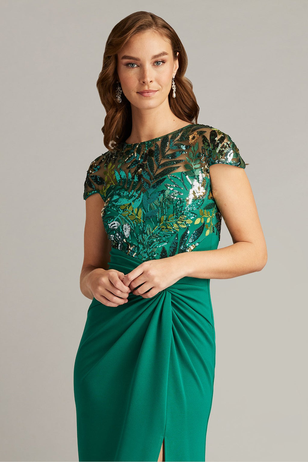 Eleonora Draped Sequin Illusion Gown