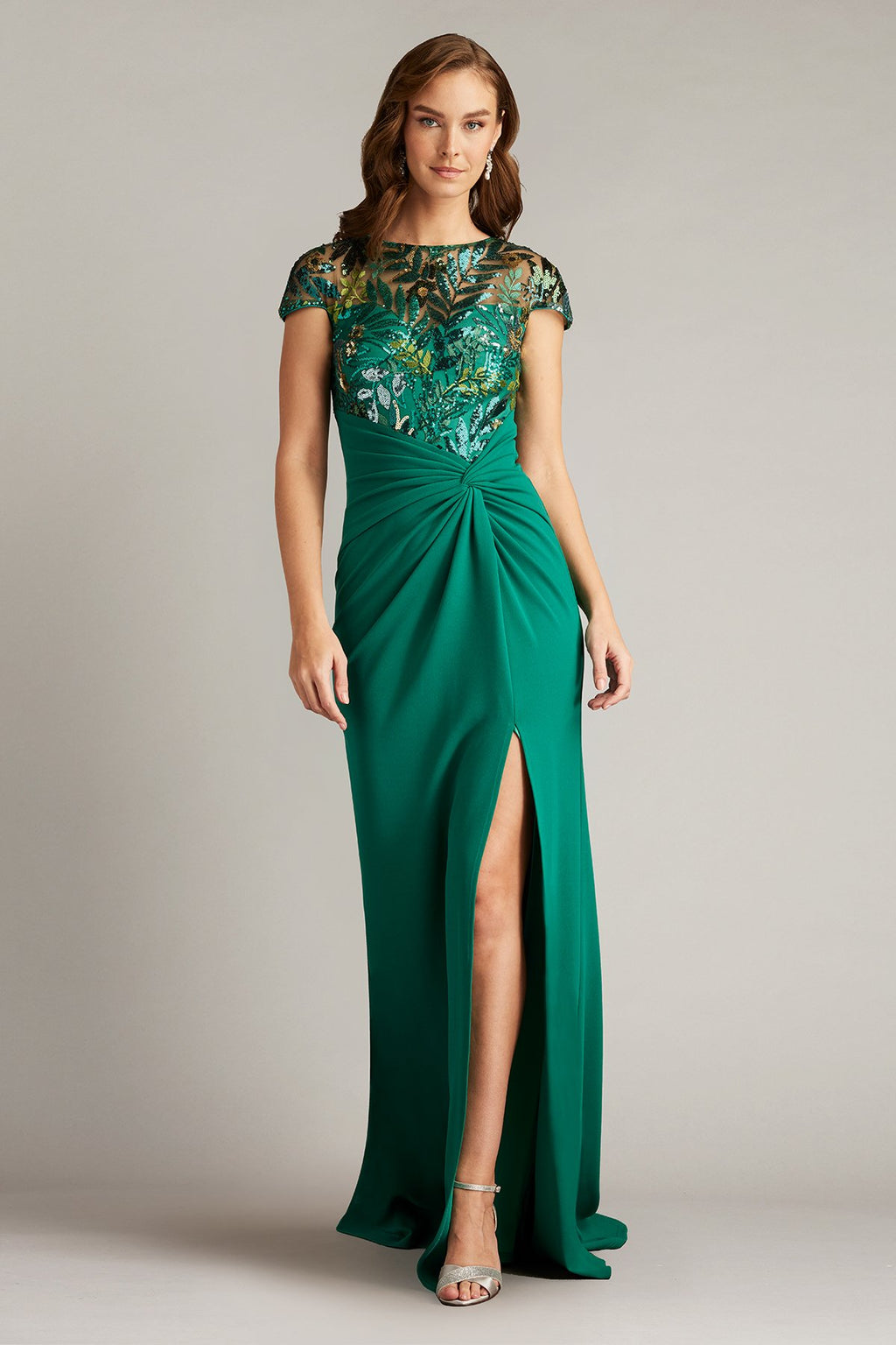 Eleonora Draped Sequin Illusion Gown