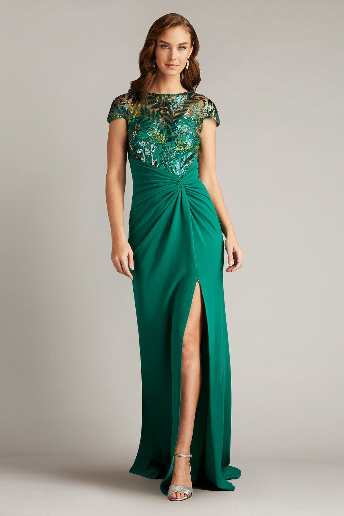 Eleonora Draped Sequin Illusion Gown