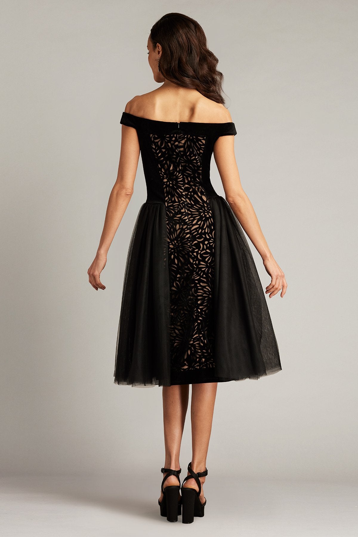 Valencia Laser Cut Velvet & Tulle Dress