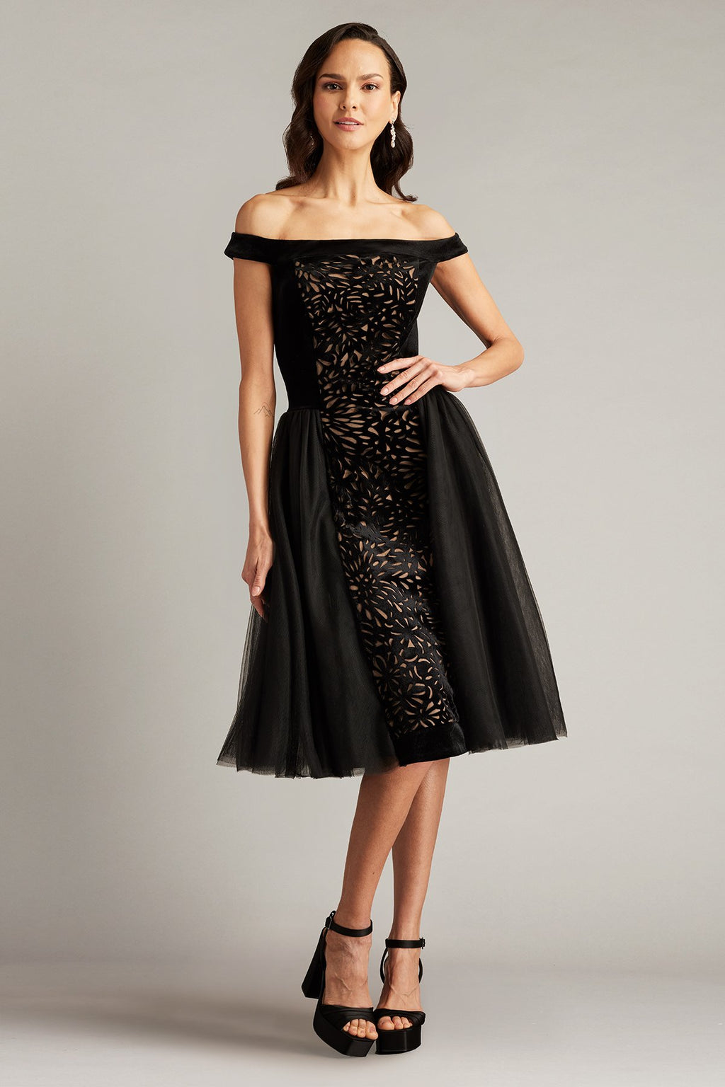 Valencia Laser Cut Velvet & Tulle Dress