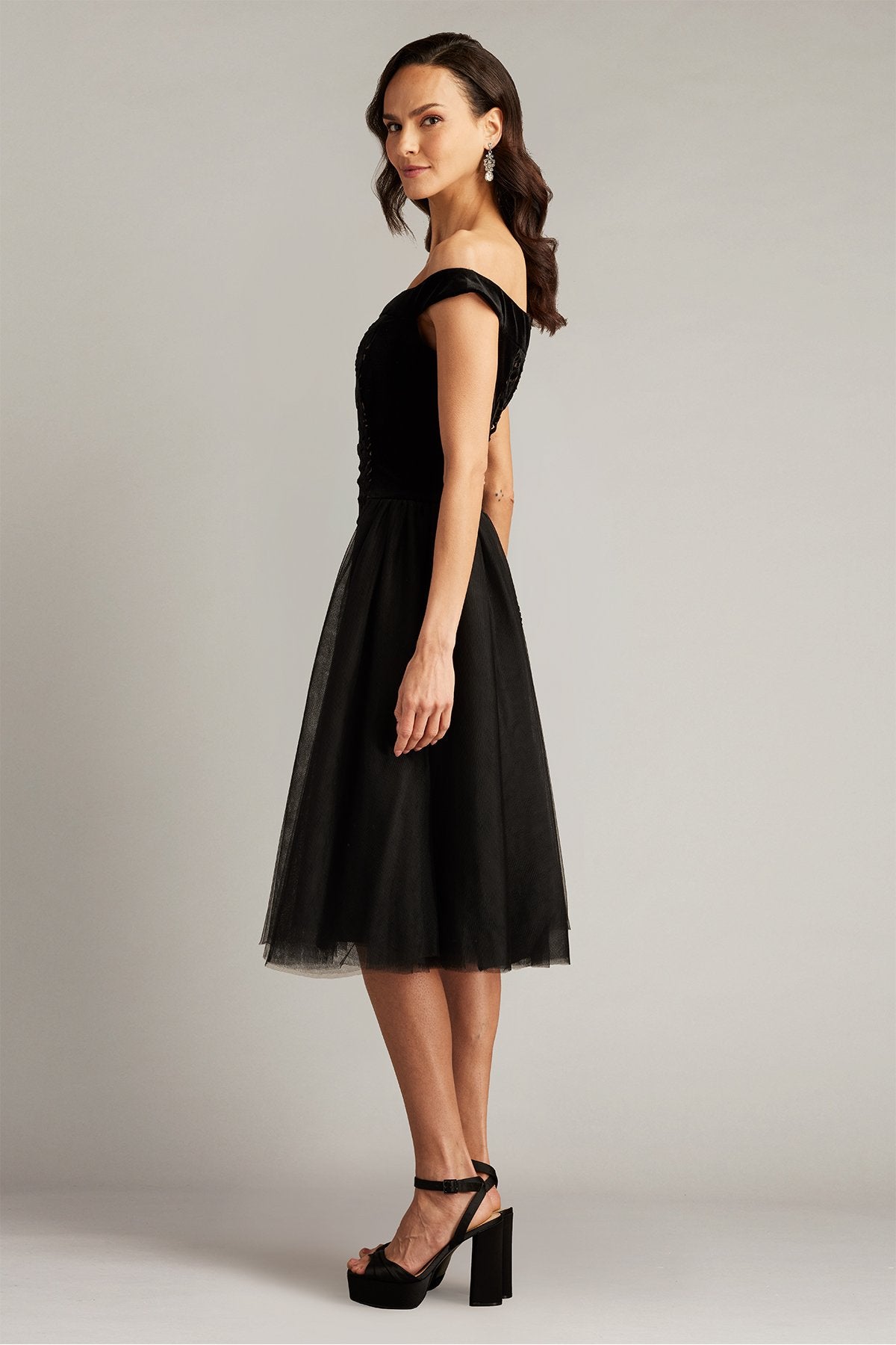 Valencia Laser Cut Velvet & Tulle Dress