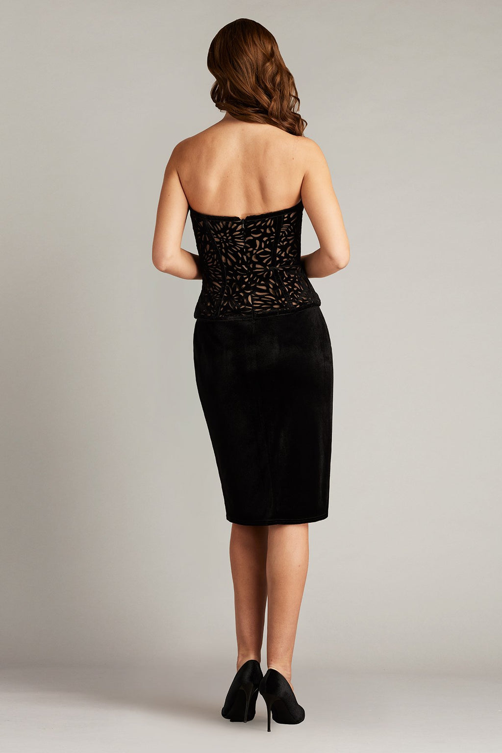 Sadler Laser Cut Velvet Pencil Dress
