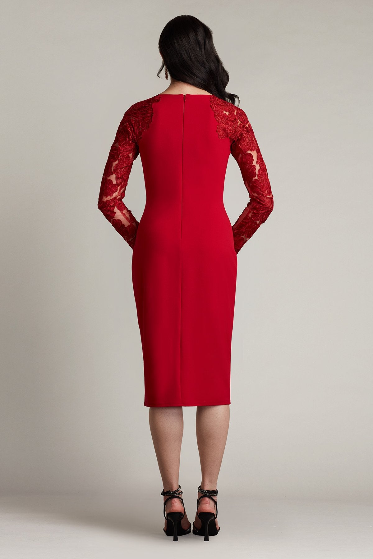 Emille Embroidered Illusion Cocktail Dress