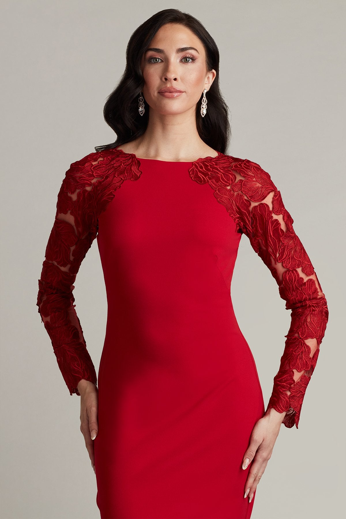 Emille Embroidered Illusion Cocktail Dress