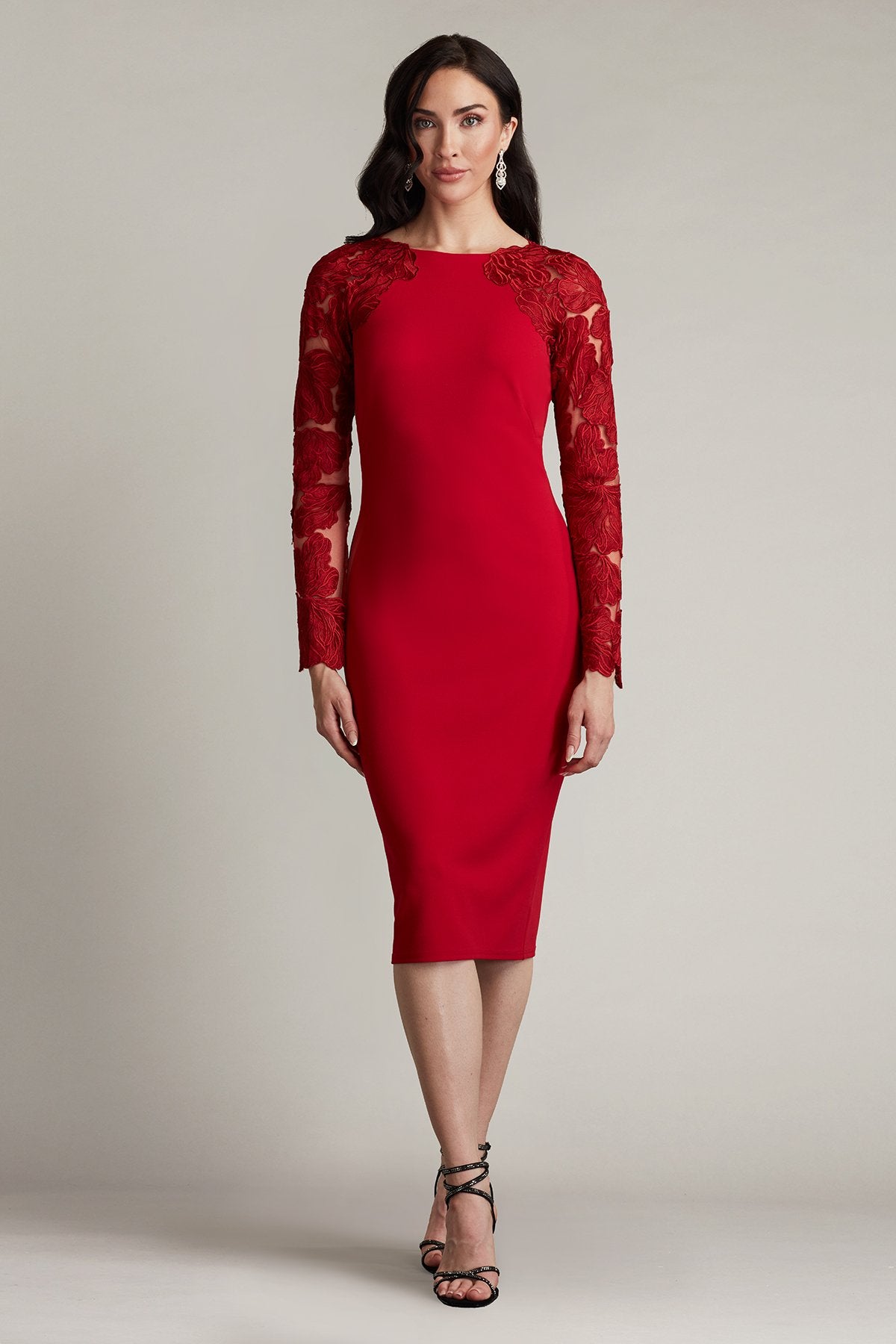 Emille Embroidered Illusion Cocktail Dress