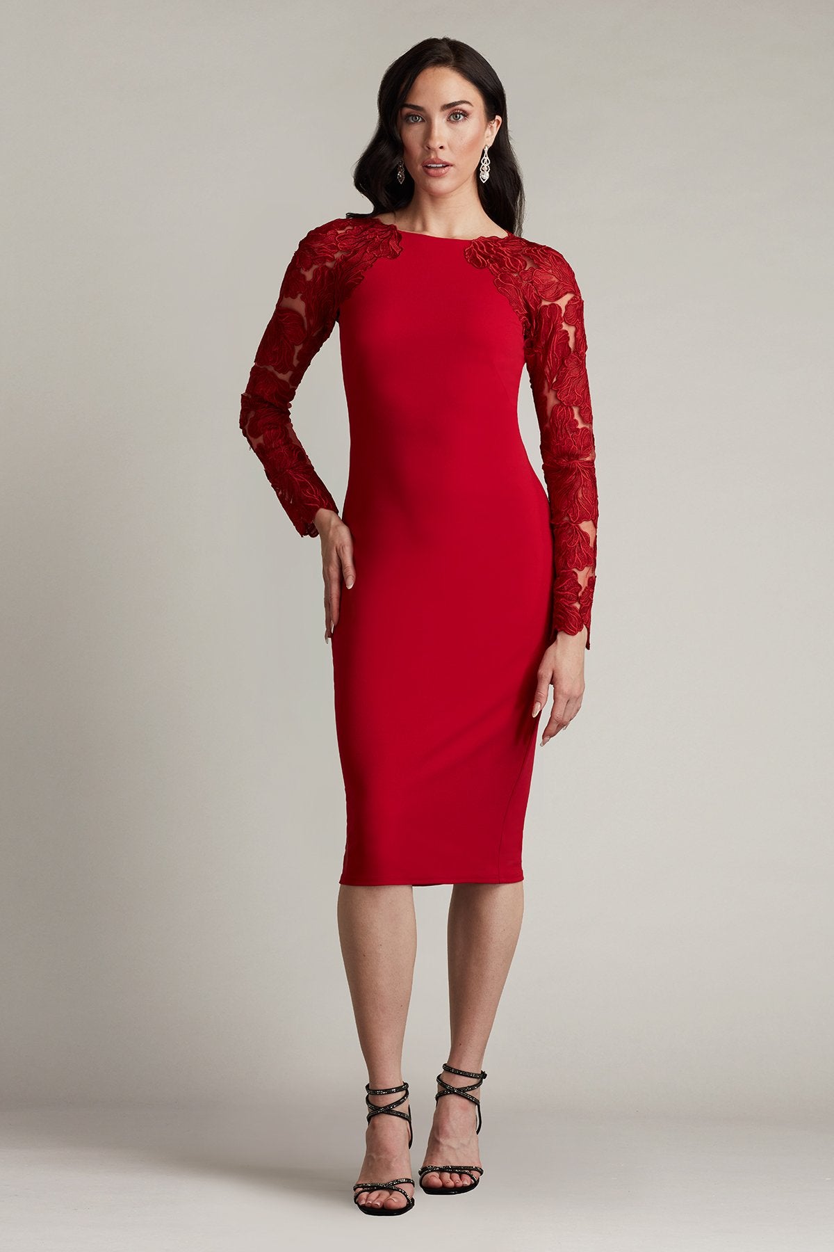 Emille Embroidered Illusion Cocktail Dress