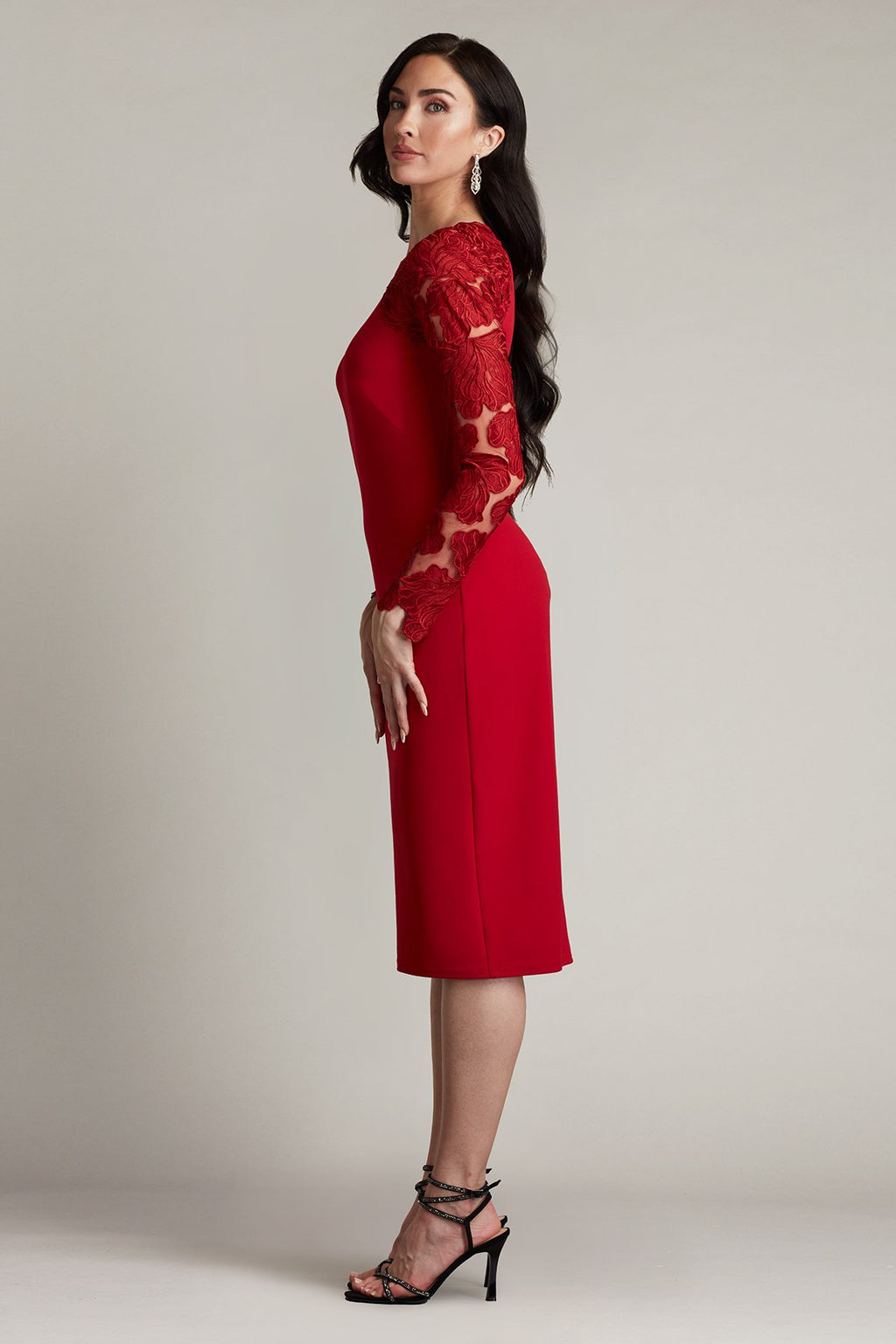 Emille Embroidered Illusion Cocktail Dress