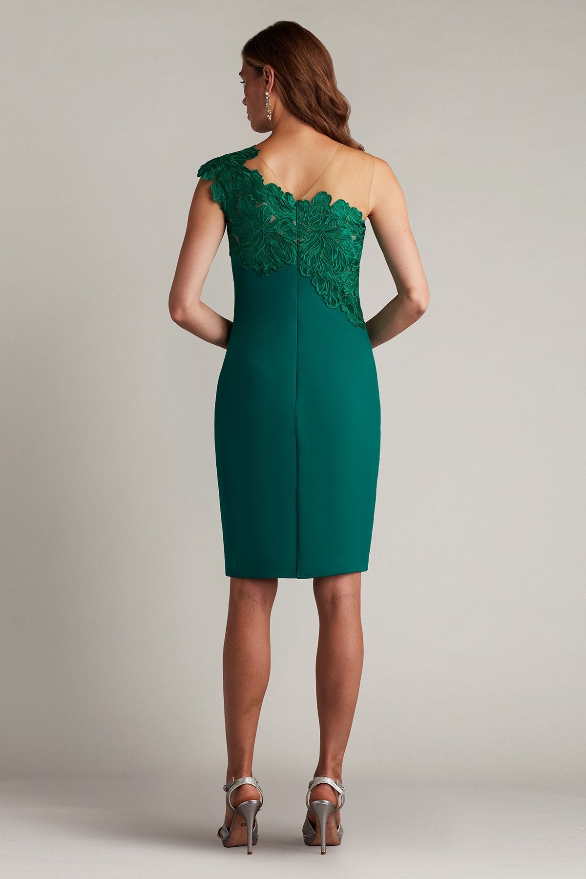Reya One-Shoulder Embroidered Illusion Dress