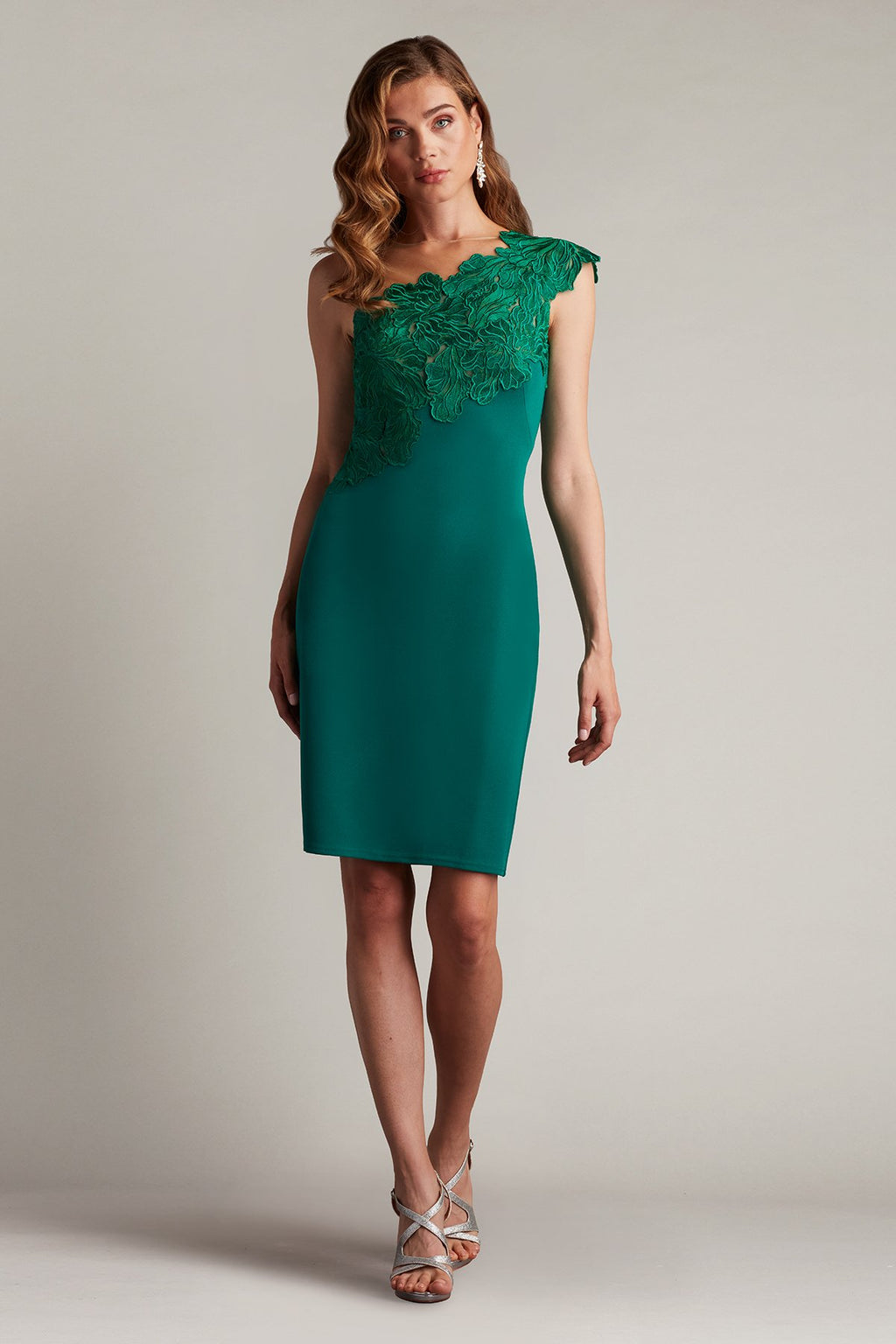Reya One-Shoulder Embroidered Illusion Dress