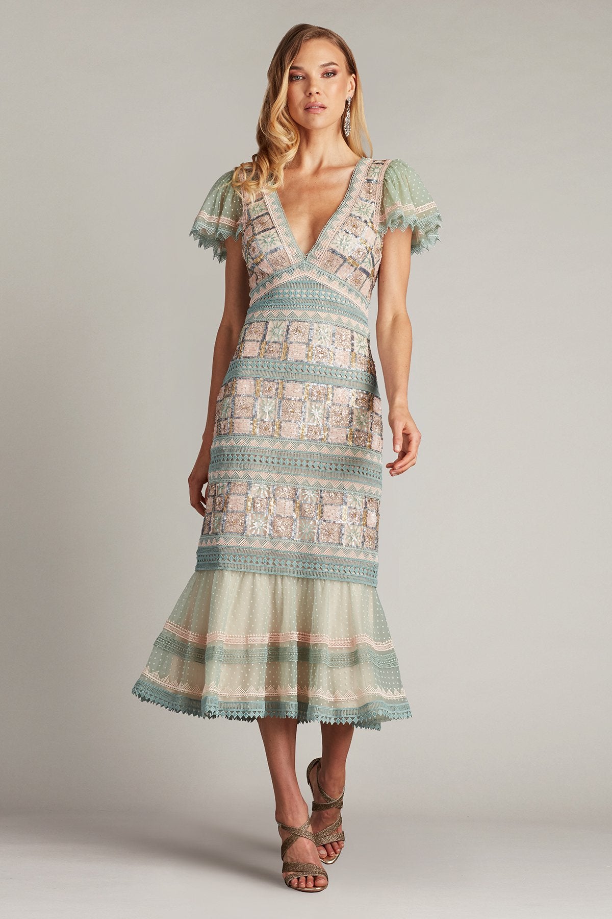 lace panel dress Belle Sequin Lace Panel Midi Dress – Tadashi Shoji Official Online Boutique