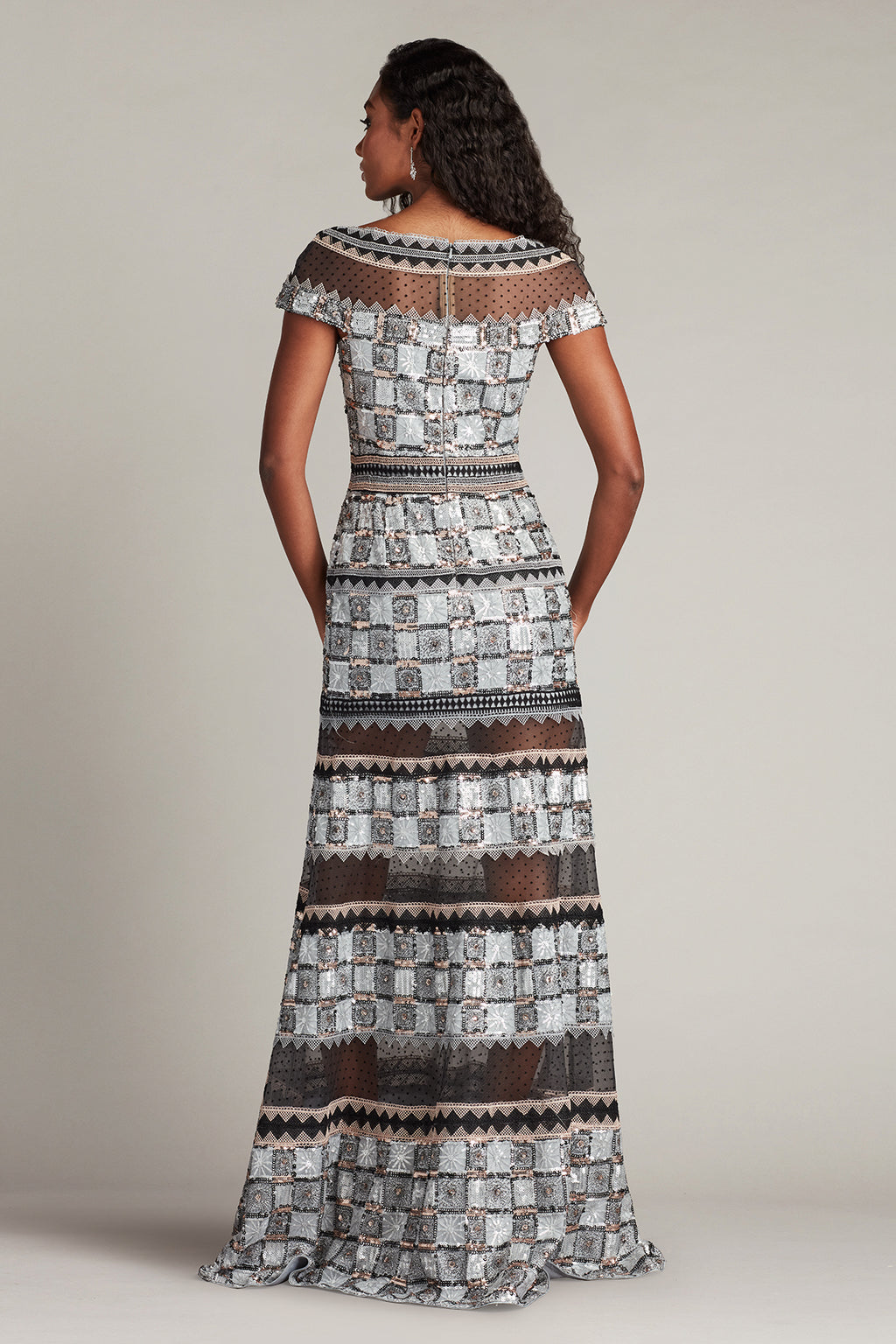 Jovie Sequin Embroidered Illusion Gown