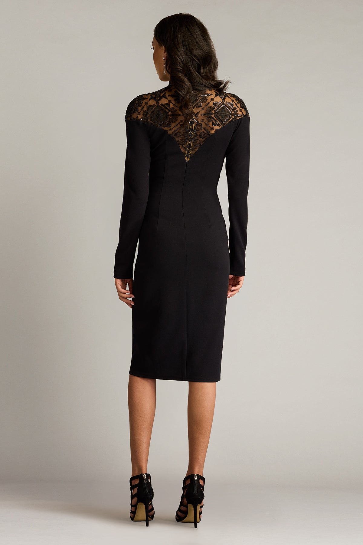Ebony Deep V Illusion Dress