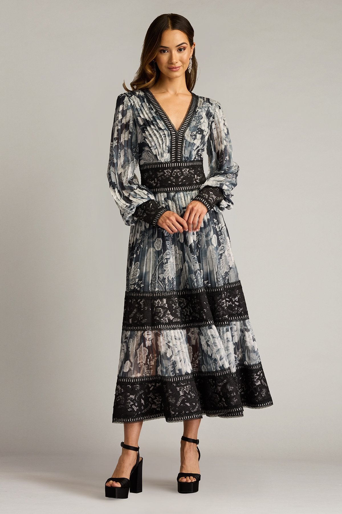 Derby Pleated Chiffon Midi Dress – Tadashi Shoji Official Online Boutique