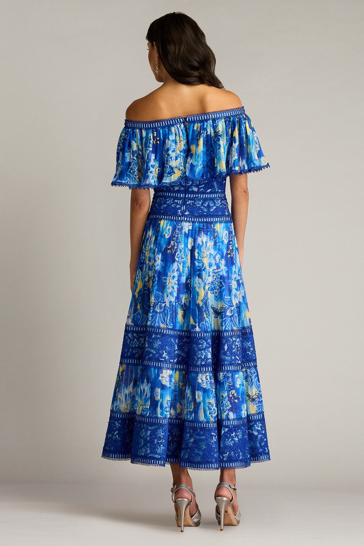 Amary Floral Pleated Chiffon Midi Dress