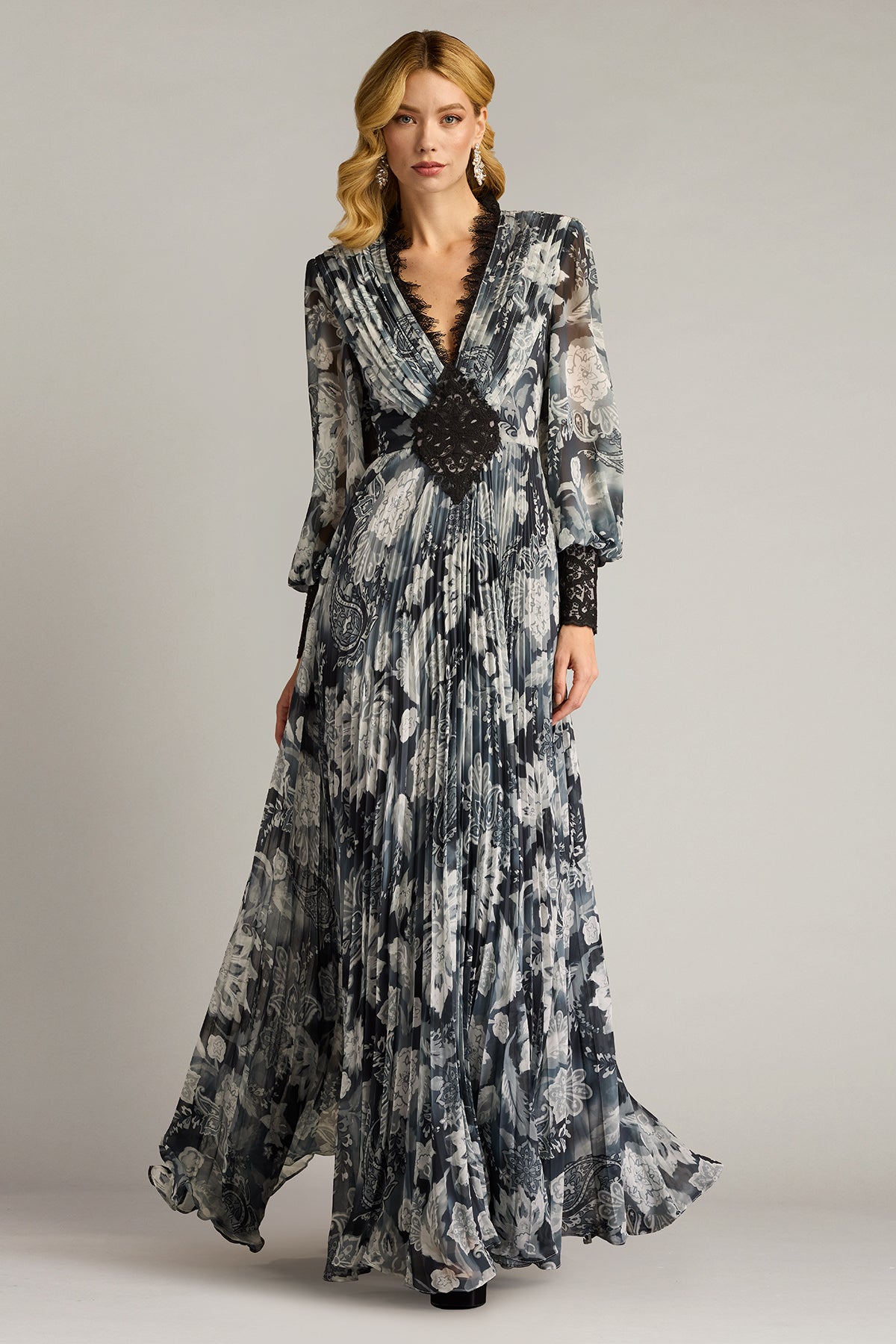 Audra Floral Print Chiffon Gown