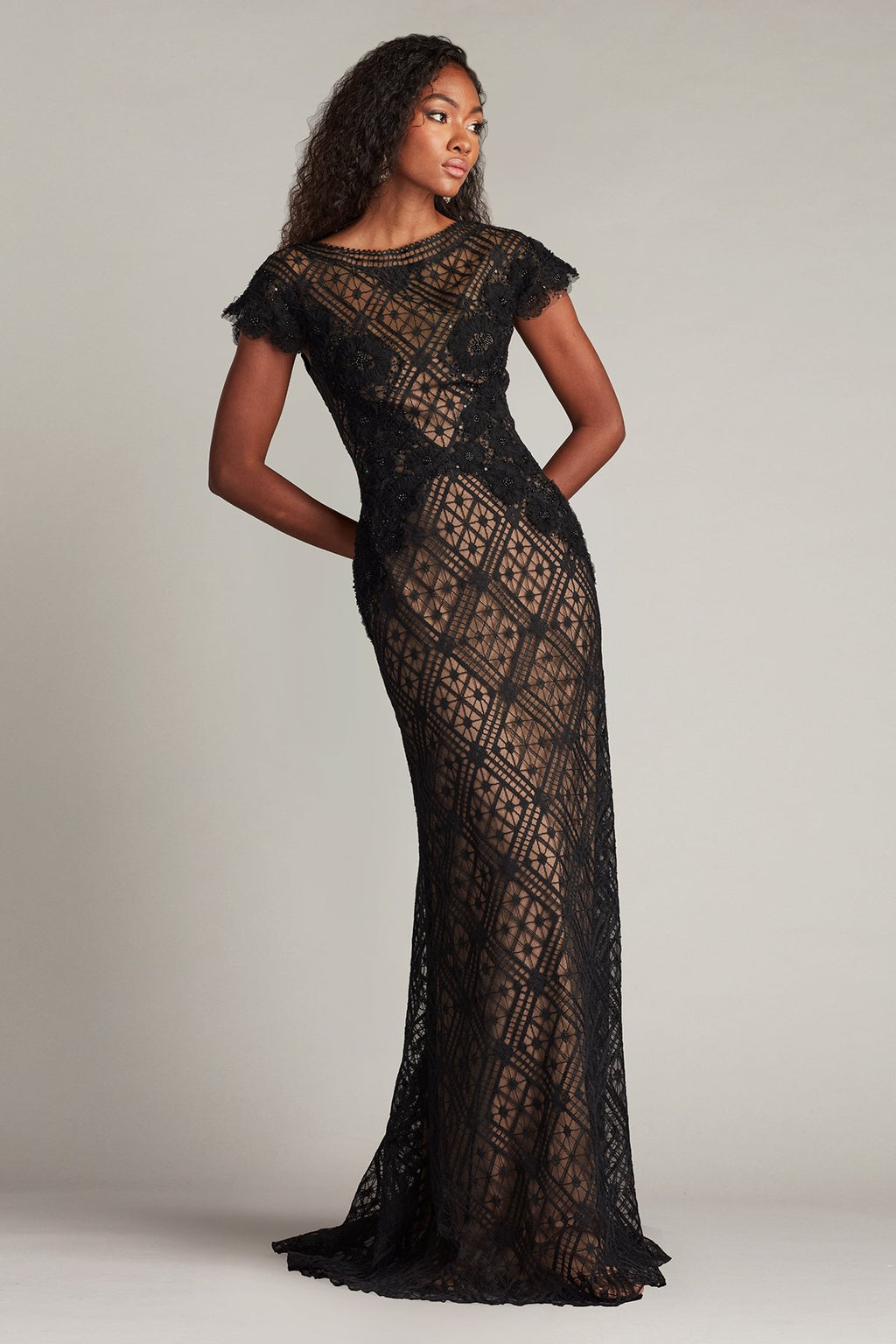 Jasi Embroidered Illusion Gown