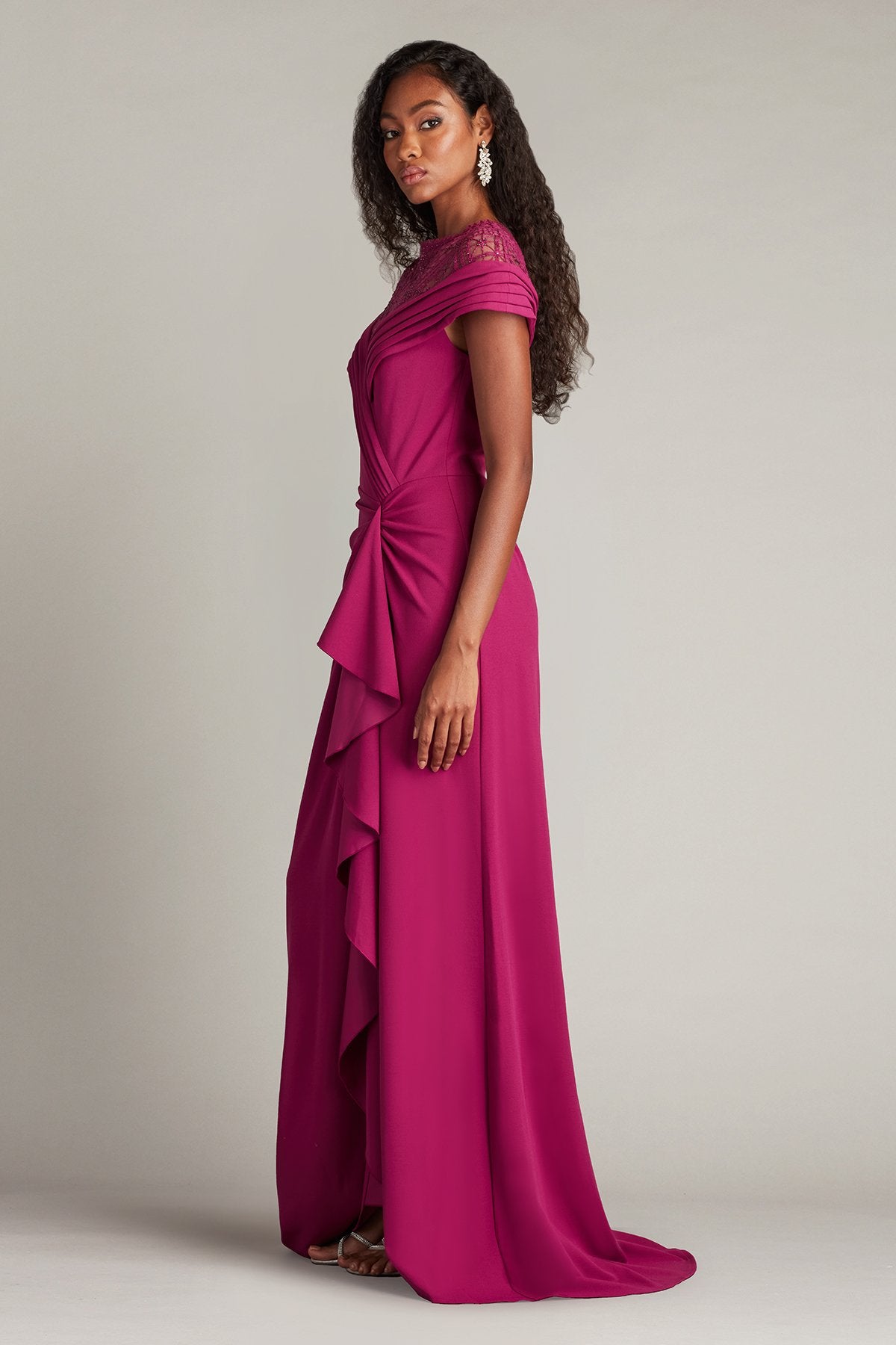 Yura Waterfall Flounce Gown – Tadashi Shoji Official Online Boutique