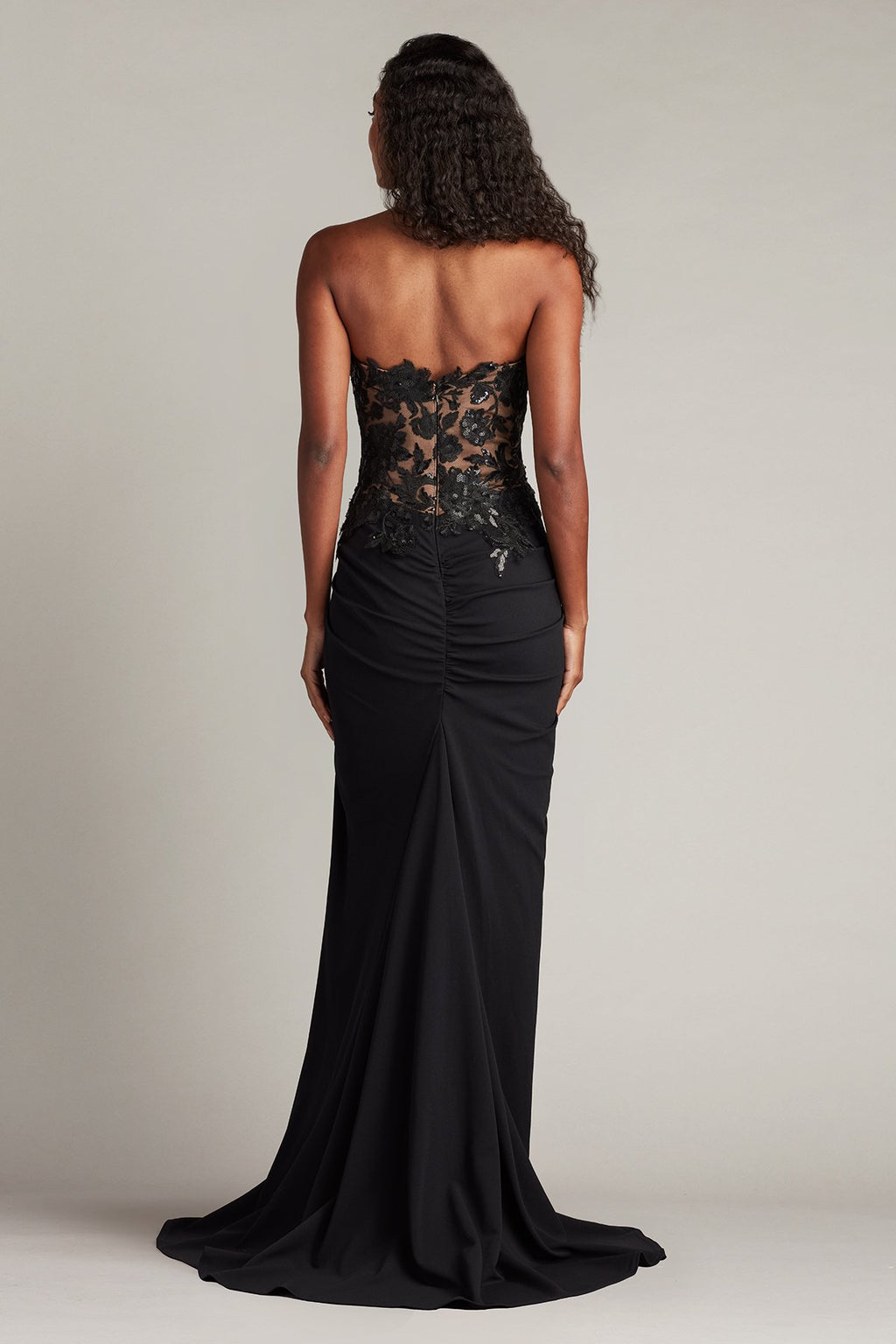 Dresden Draped Sequin Embroidered Gown