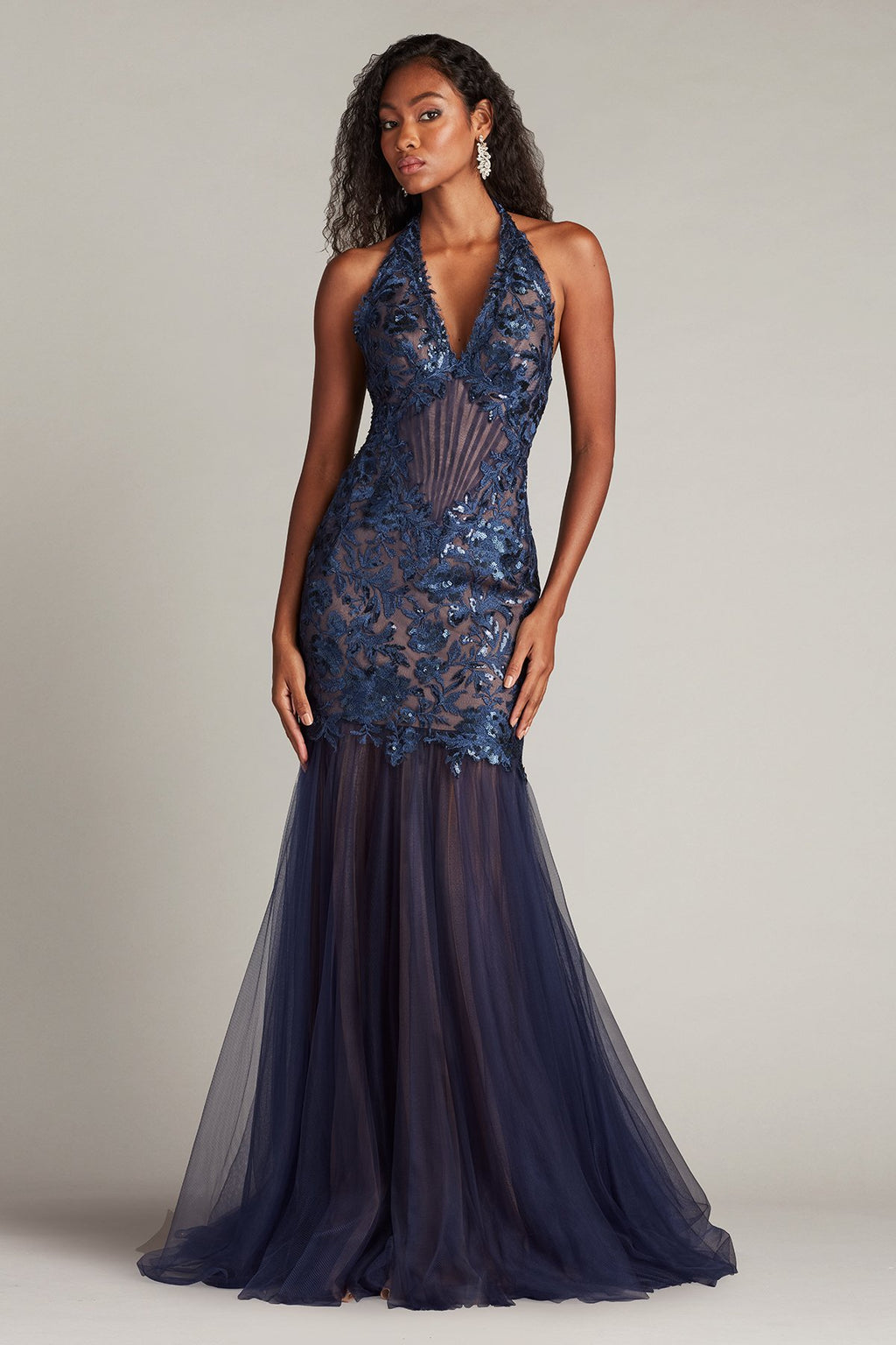 Evaine Sequin Embroidered Tulle Gown