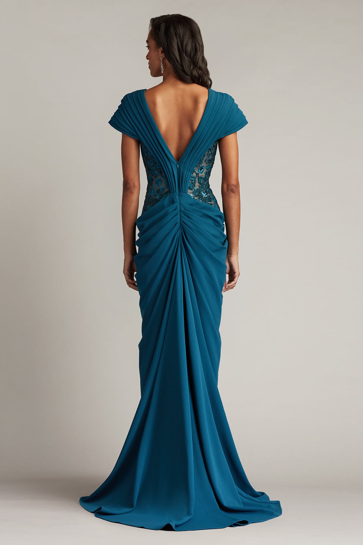 Julina Draped Overlay Embroidered Gown – Tadashi Shoji Official