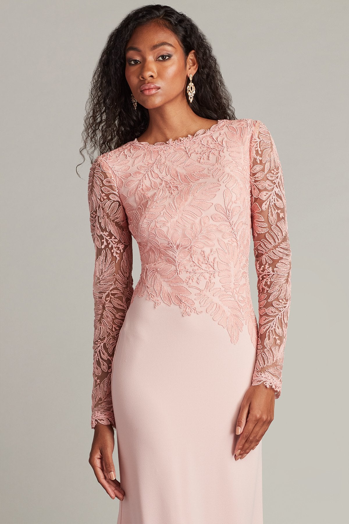 TADASHI SHOJI ローズ レース ロング マキシ ドレス 0 Caliste Embroidered Crepe Gown – Tadashi Shoji Official Online