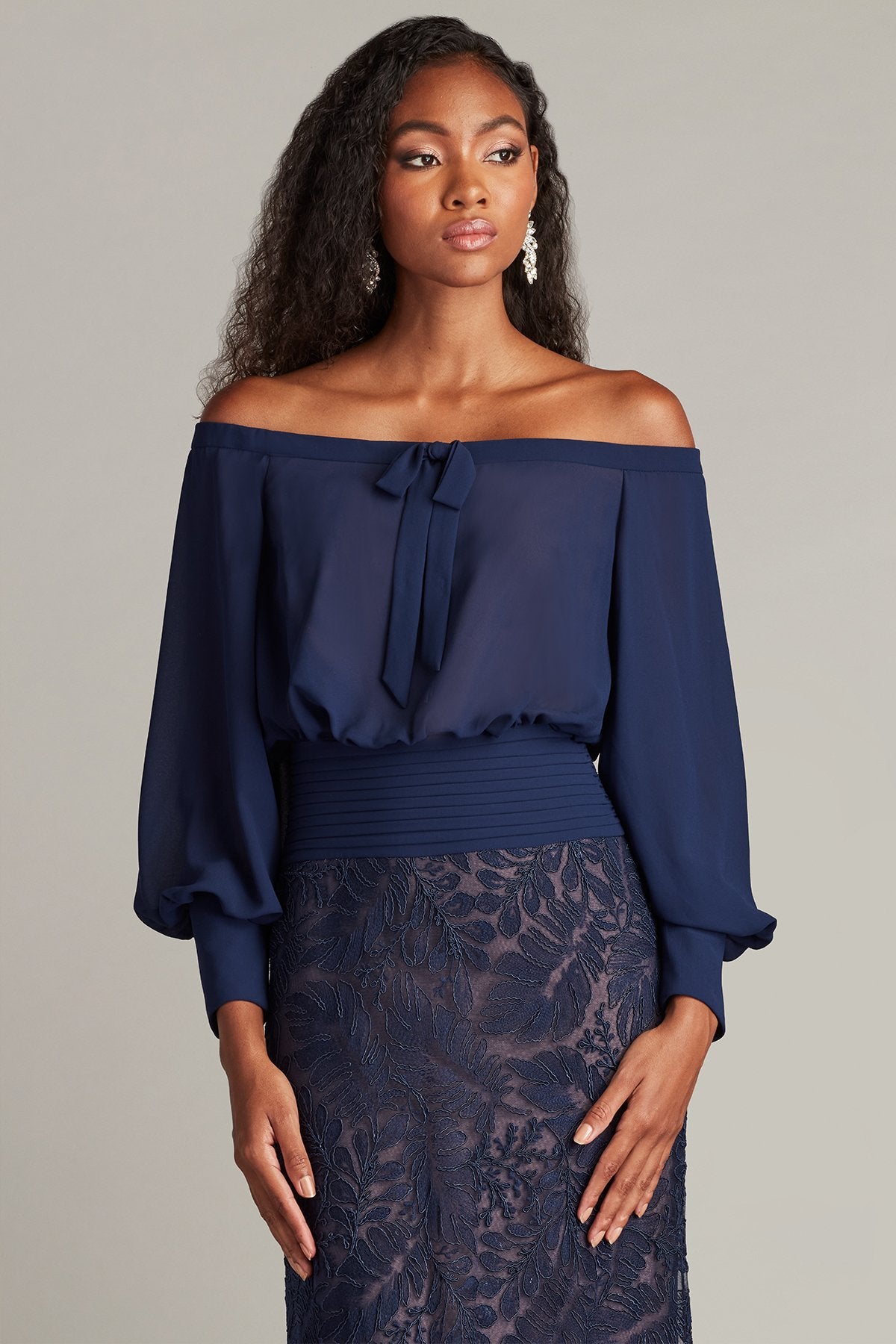 Azura Off-Shoulder Blouson Embroidered Gown