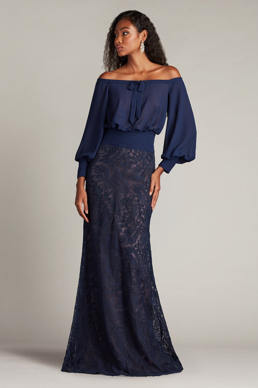 Azura Off-Shoulder Blouson Embroidered Gown