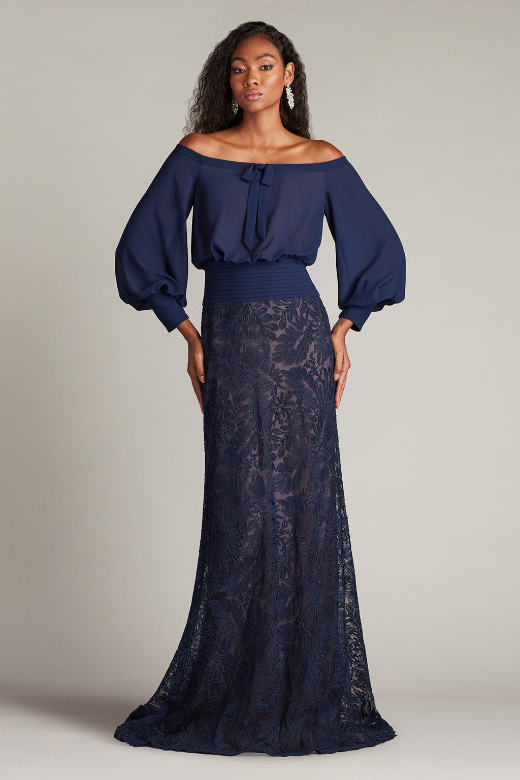 Azura Off-Shoulder Blouson Embroidered Gown