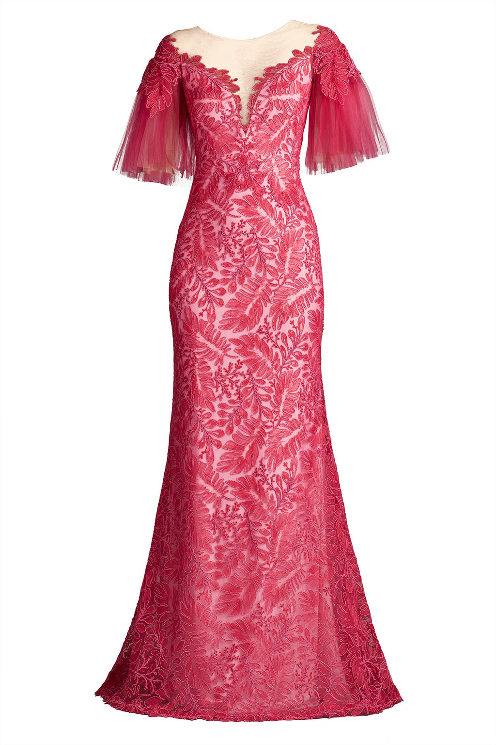 Ryn Embroidered Tulle Illusion Gown – Tadashi Shoji Official Online Boutique