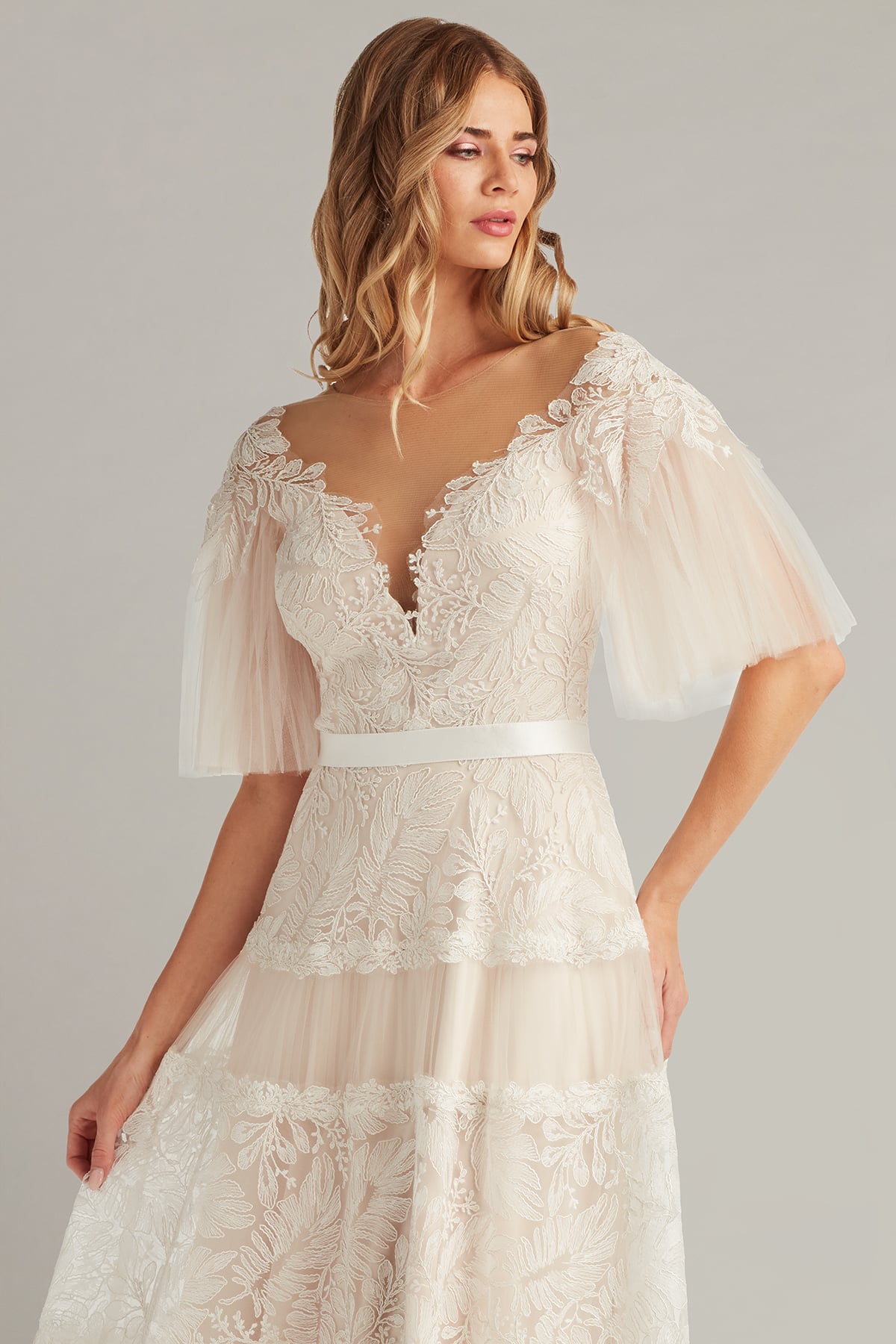 Tresca Embroidered Tulle Midi Dress