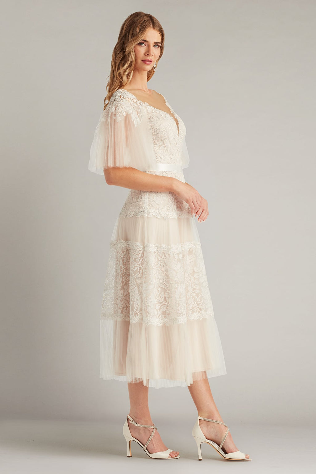 Tresca Embroidered Tulle Midi Dress
