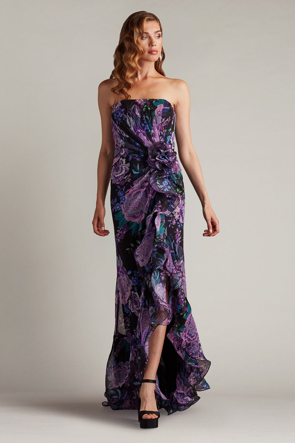 Morwenna Floral Print Ruffle Gown