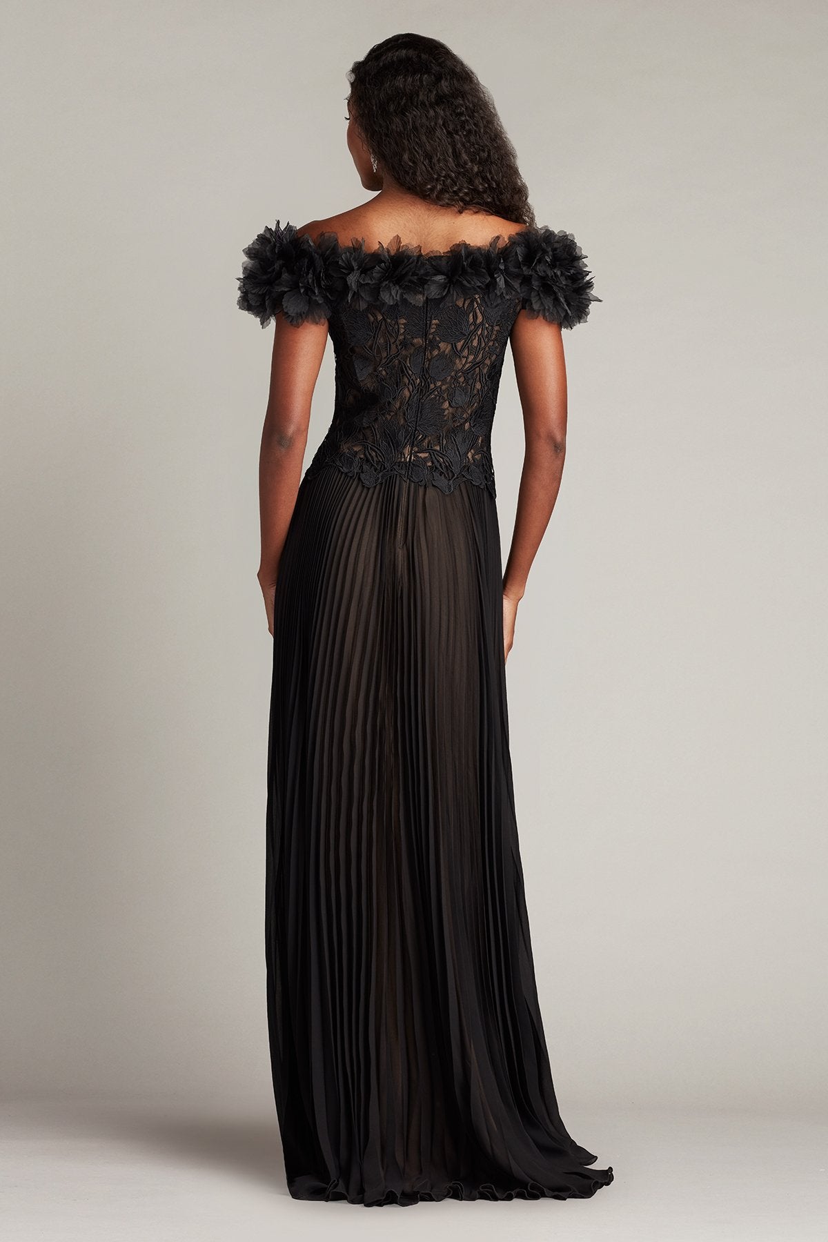 Margaux Off-Shoulder Floral Ruffle Trim Gown