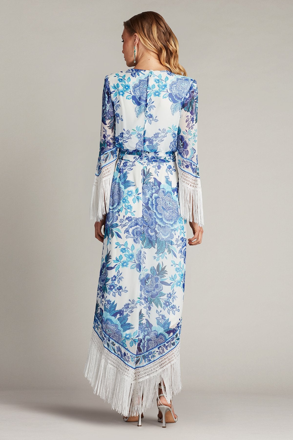 Mair Floral Print Tassel Fringe Wrap Dress