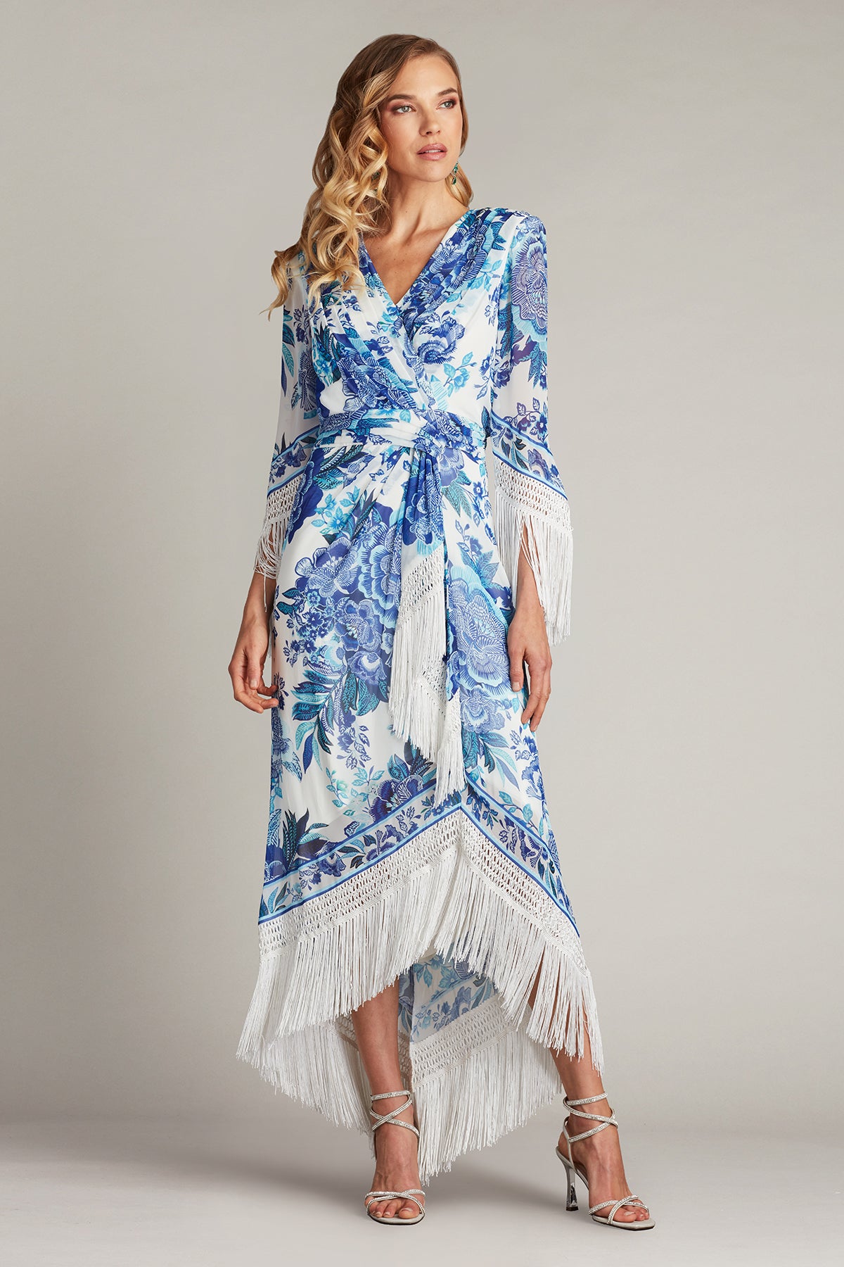 Mair Floral Print Tassel Fringe Wrap Dress