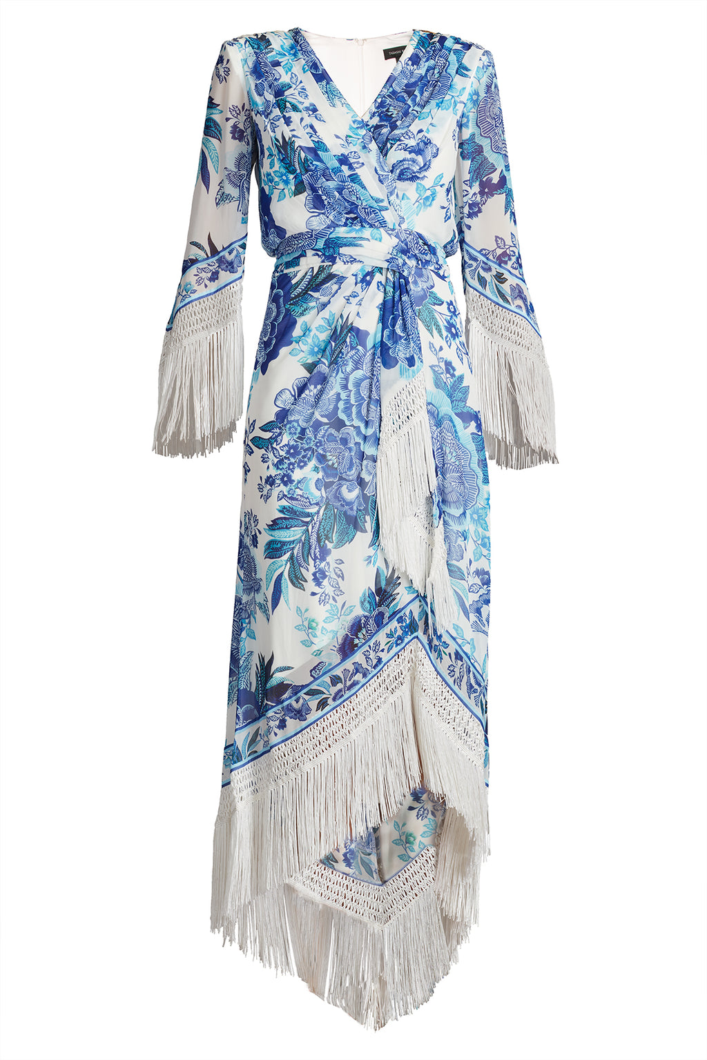 Mair Floral Print Tassel Fringe Wrap Dress