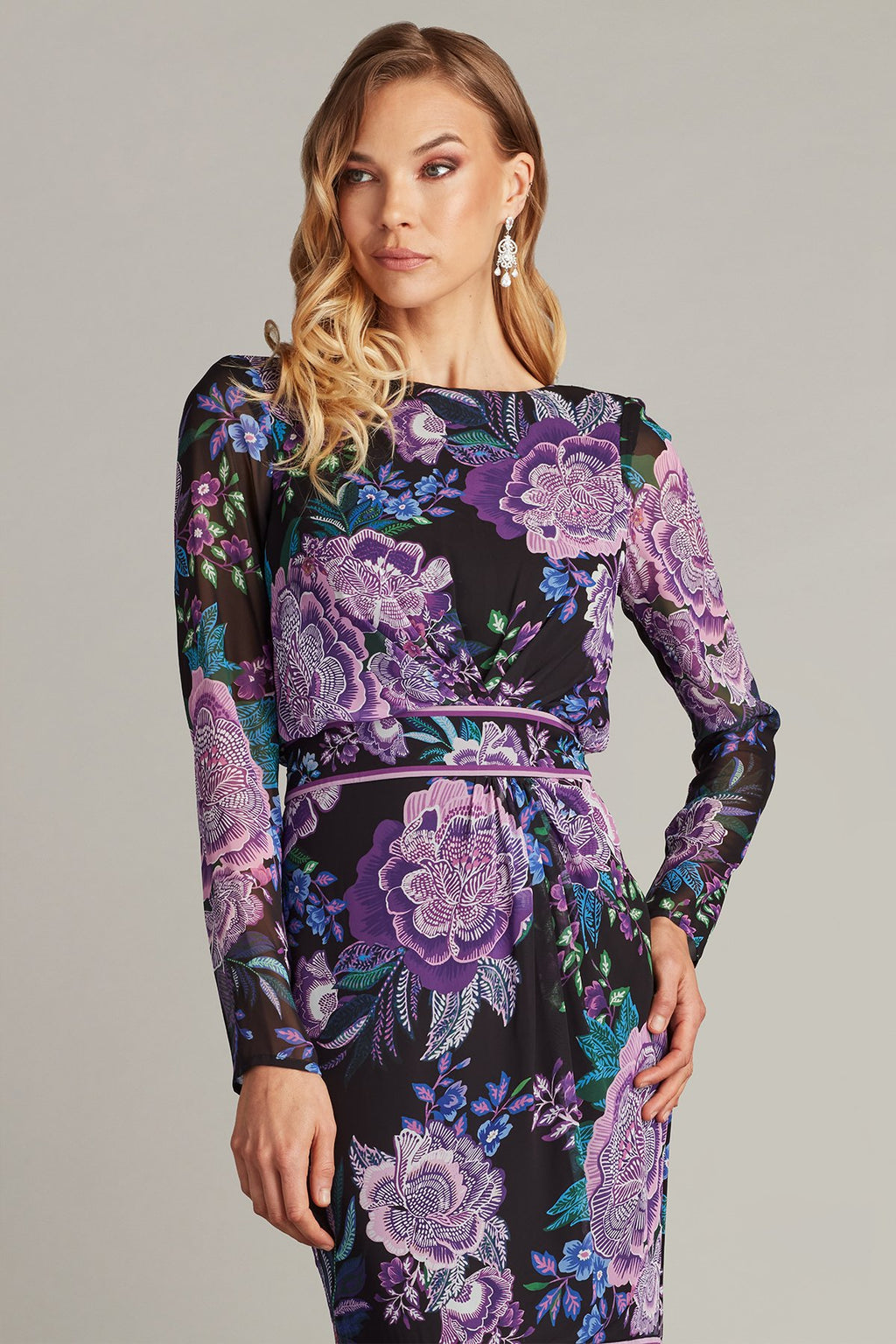 Akilah Floral Blouson Midi Dress
