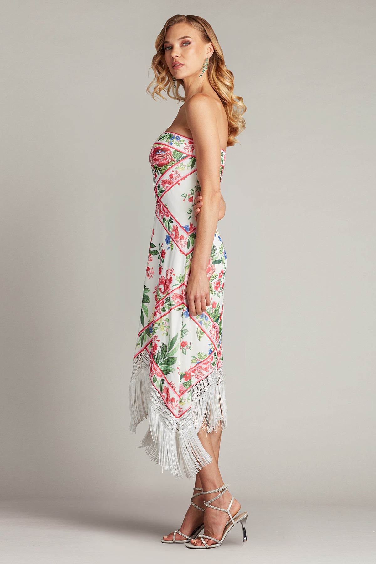 Brette Floral Print Tassel Fringe Midi Dress