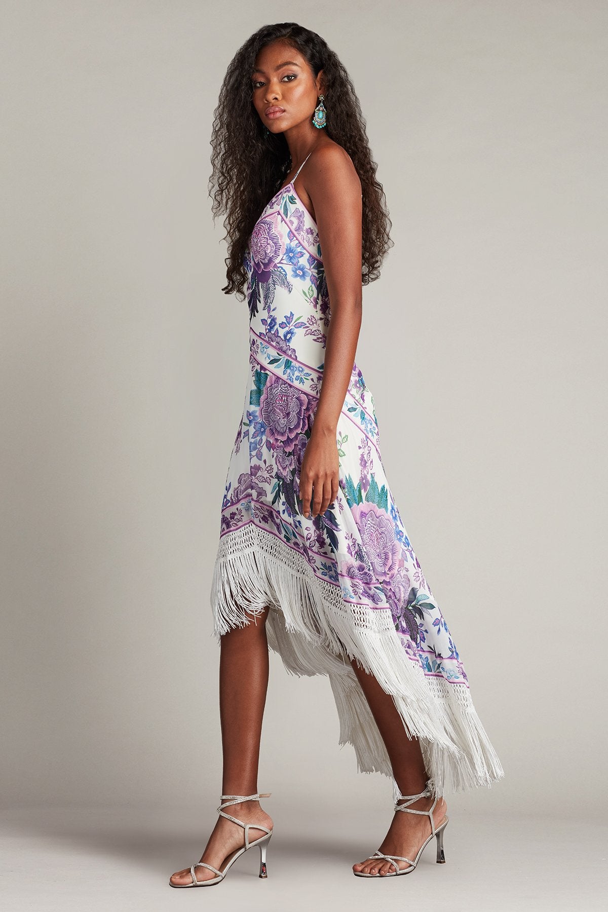 lua maxi dress Lua Floral Print Tassel Fringe Slip Dress