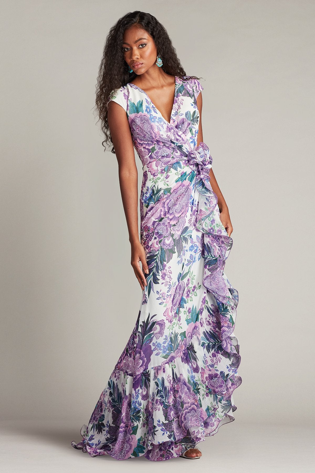 Sinai Floral Cascading Ruffle Gown – Tadashi Shoji Official Online
