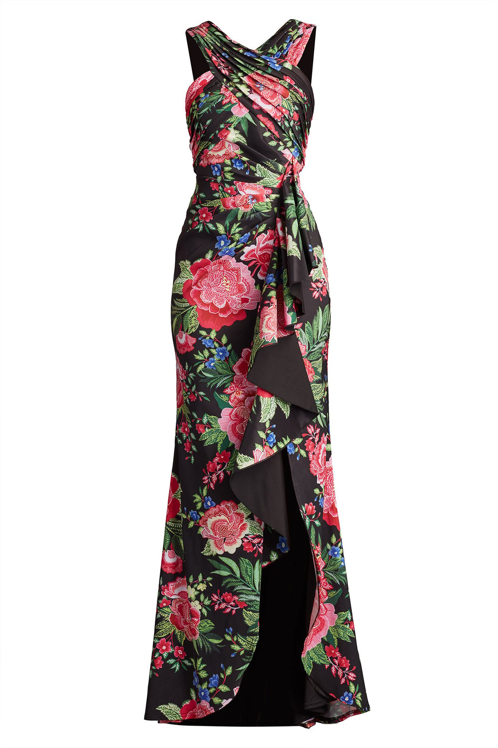 Elarra Floral Waterfall Flounce Gown
