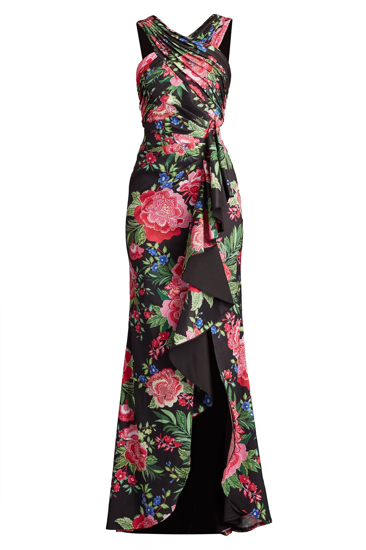 Elarra Floral Waterfall Flounce Gown