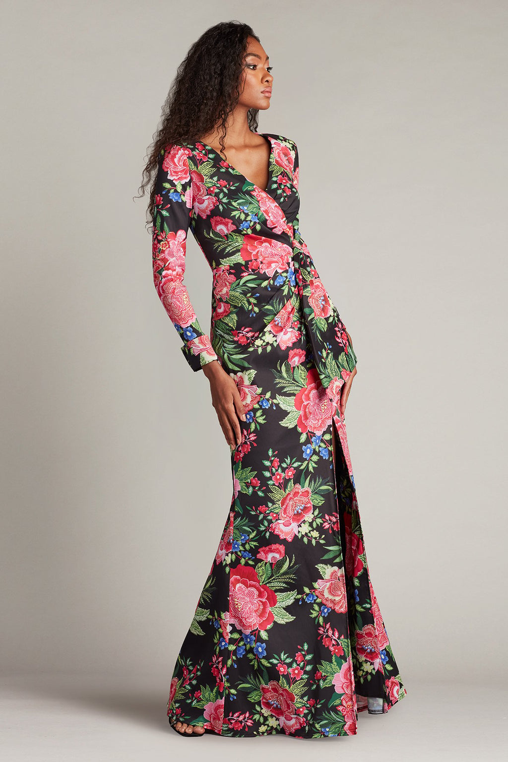 Talvo Floral Print Wrap Gown
