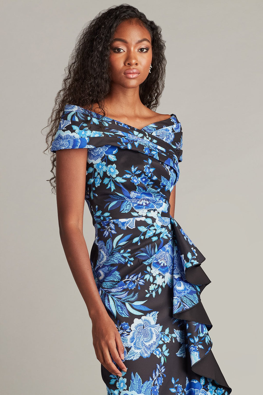 Leticia Floral Waterfall Flounce Gown