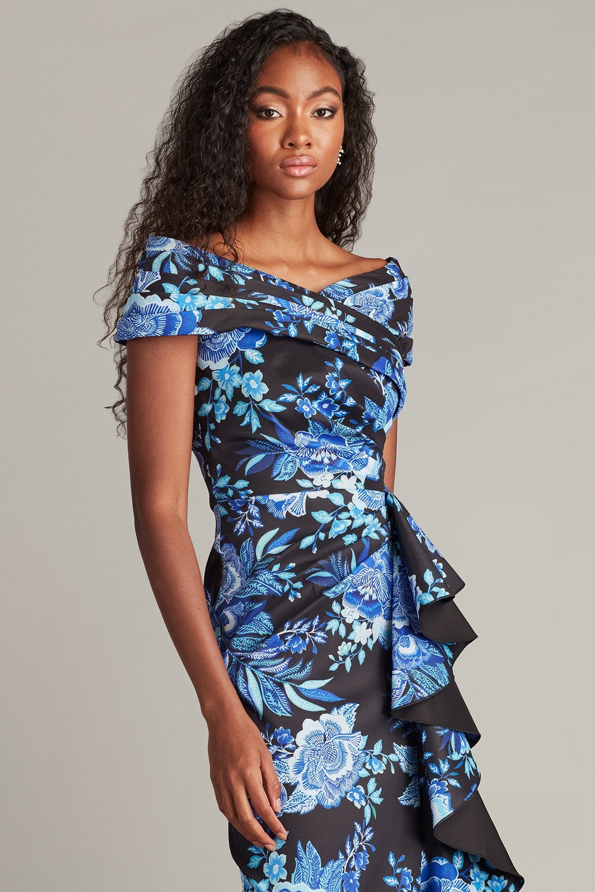 Leticia Floral Waterfall Flounce Gown