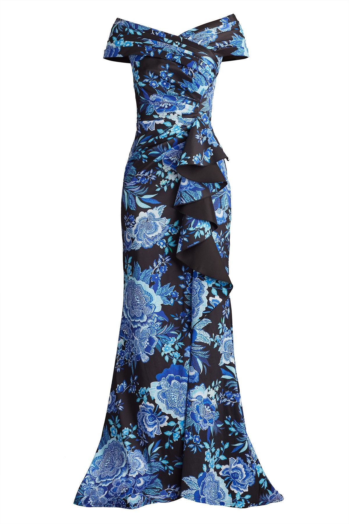 Leticia Floral Waterfall Flounce Gown
