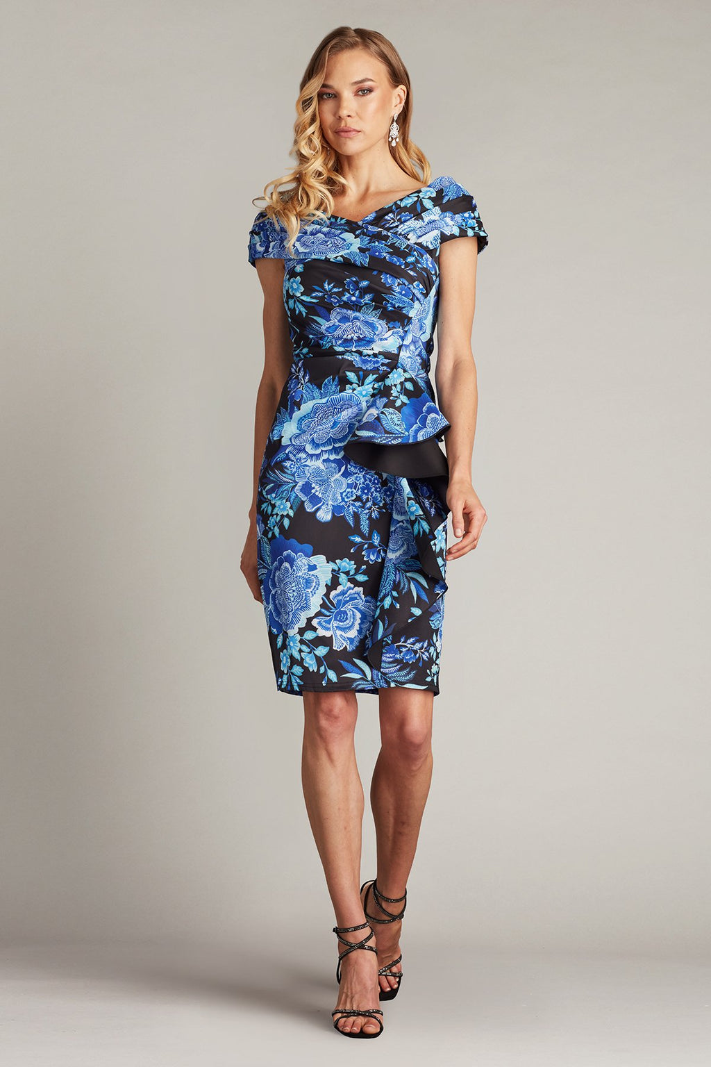 Rayen Floral Waterfall Drape Dress